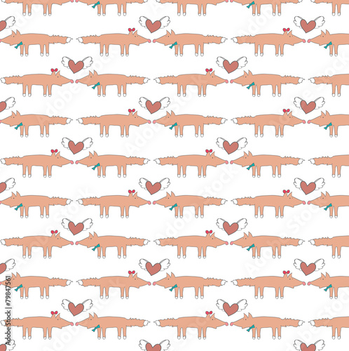 Animal pattern - foxes in love