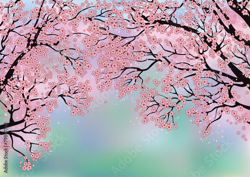 Background with blossoming trees