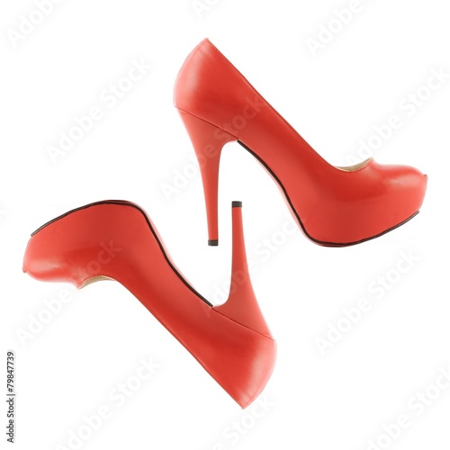 Red high heel women shoes. Contains clipping path