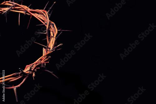 view of branches of thorns woven into a crown depicting the cruc