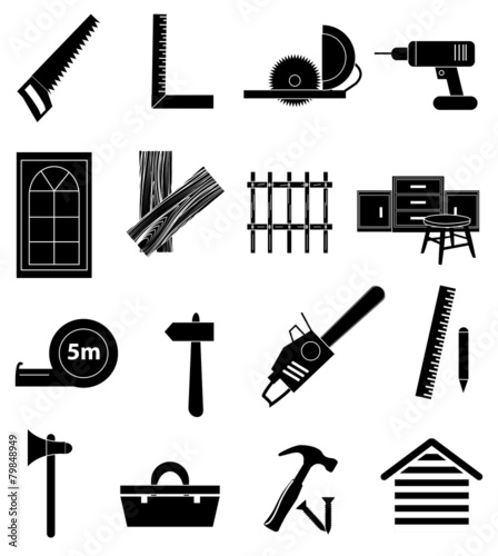 carpentry icons set