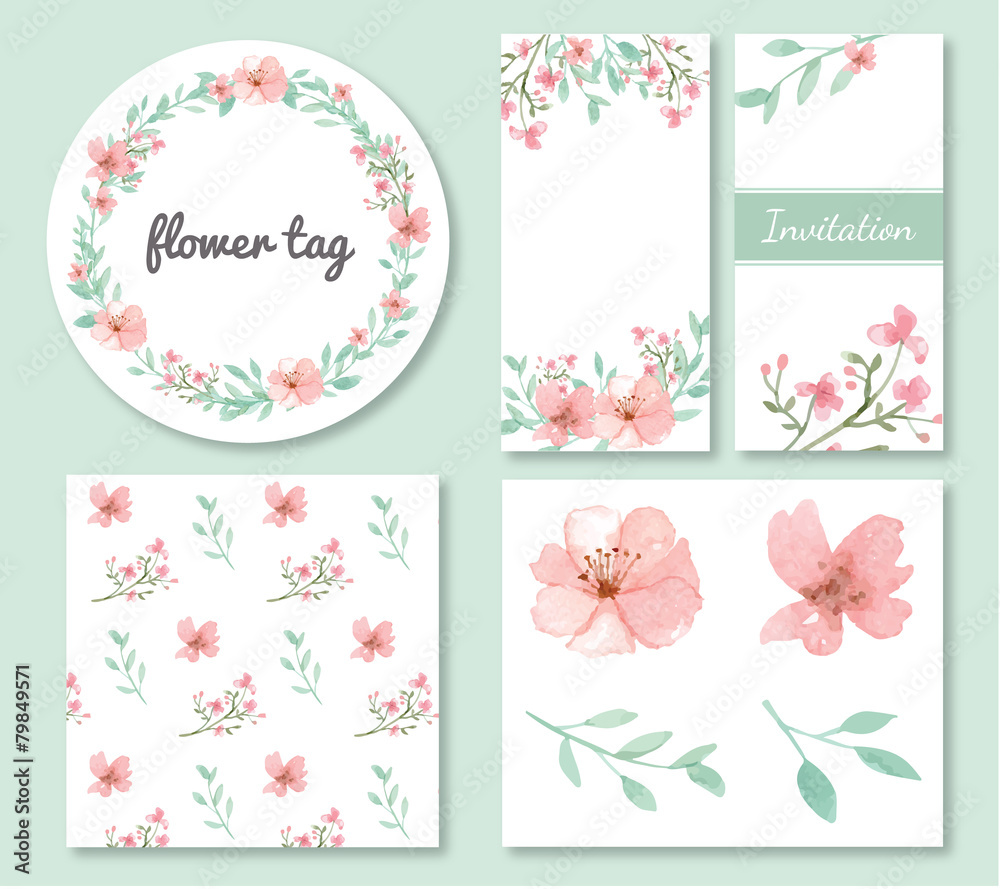 Flowers and leaves design set