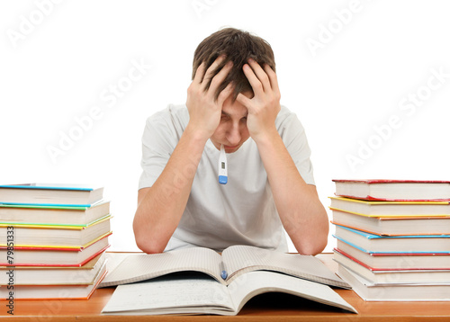 Sad Student with a Books