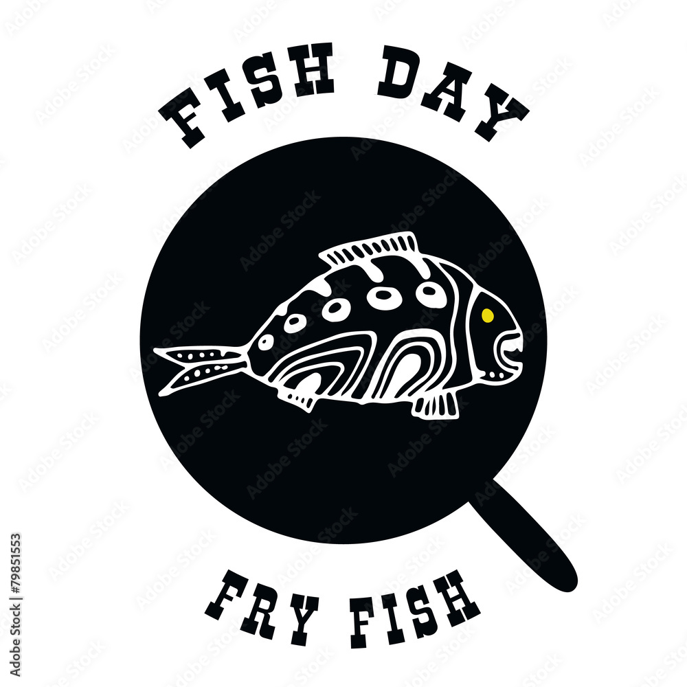 Fototapeta premium The fish in the pan. Vector illustration