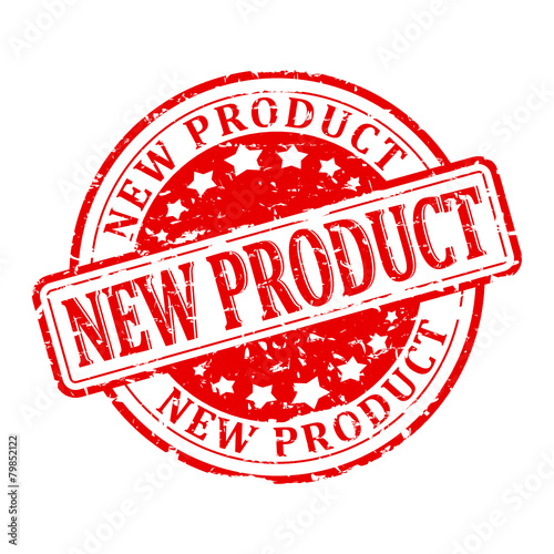 Damaged round red stamp with the word - new product - vector