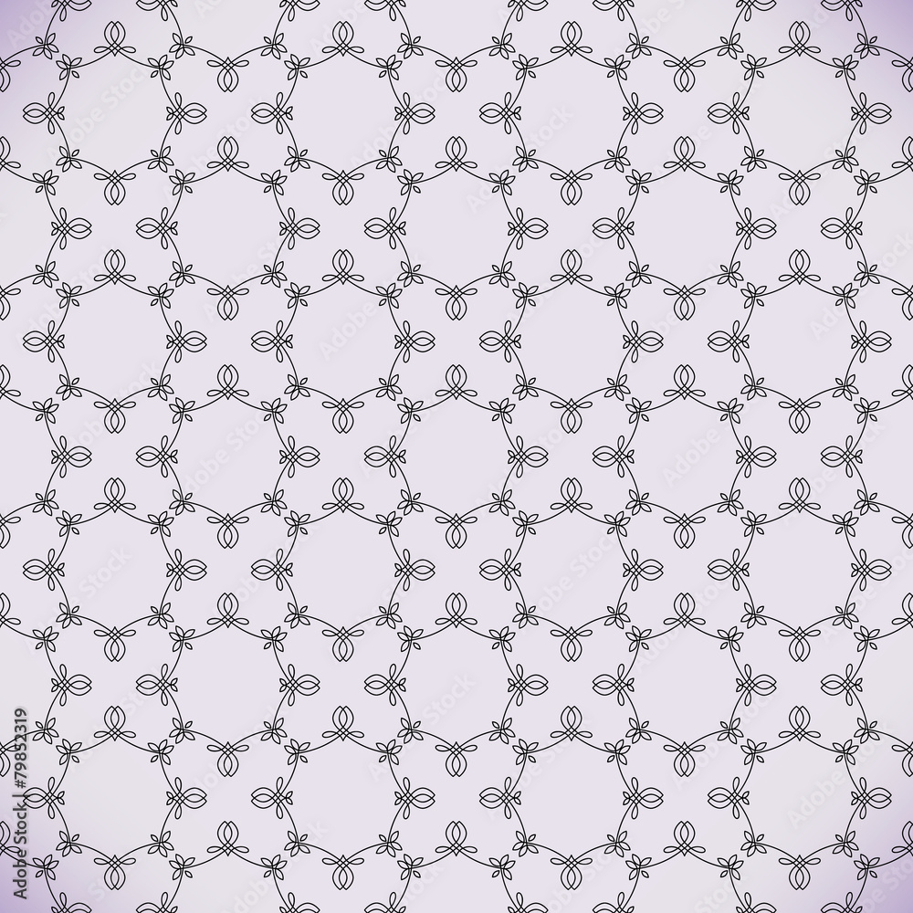 Vector floral line style background, seamless monogram