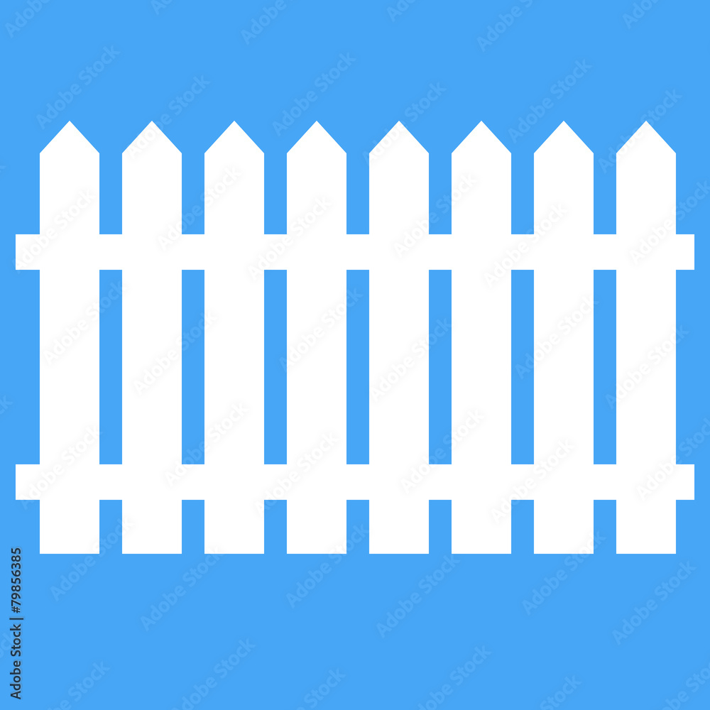 Icon fence on a blue background. Vector illustration.