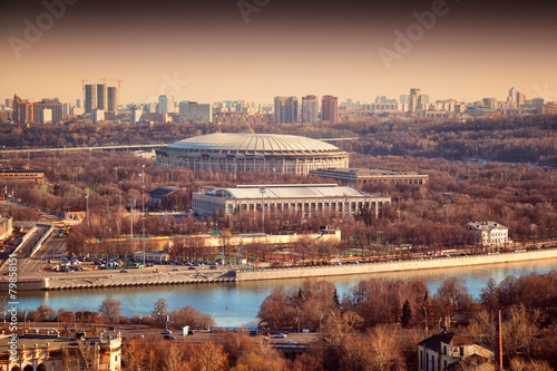 Sports complex "Luzhniki" in Moscow, Moskva River. Russia