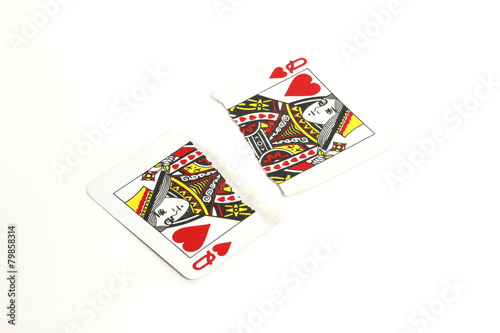 zerrissene Spielkarte HErz Dame
