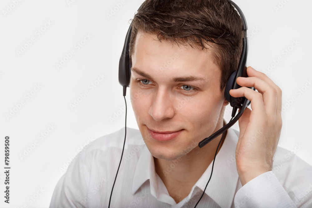 Portrait of male customer service representative or call center Portrait of male customer service representative or call center