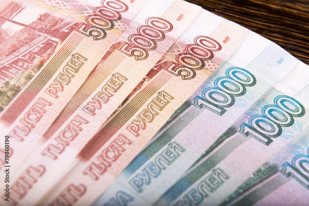 Fototapeta premium Russian currency background