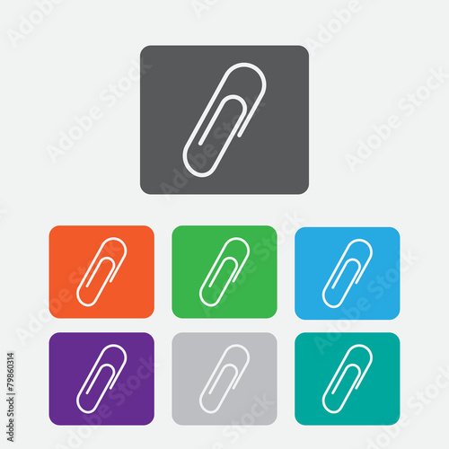 Colorful paper clips set. Round squares buttons