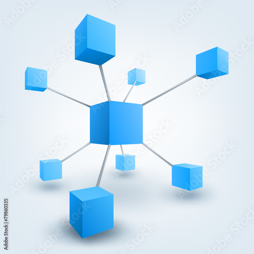 Vector illustration of 3d cubes with connections