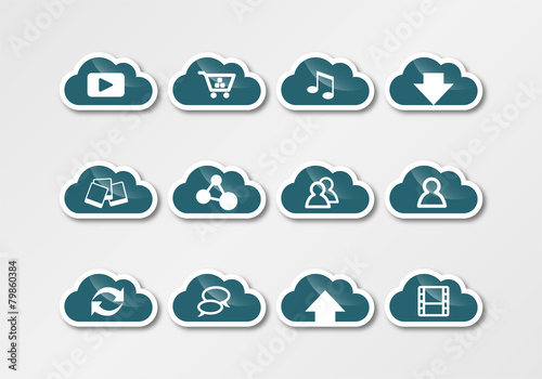 cloud computing technology sticker turquois