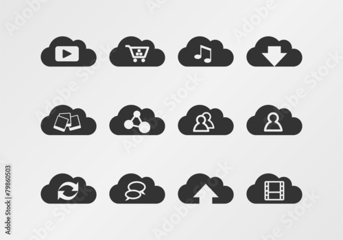 cloud computing sticker flat design dark gray