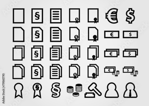 document icons symbols flat design outline