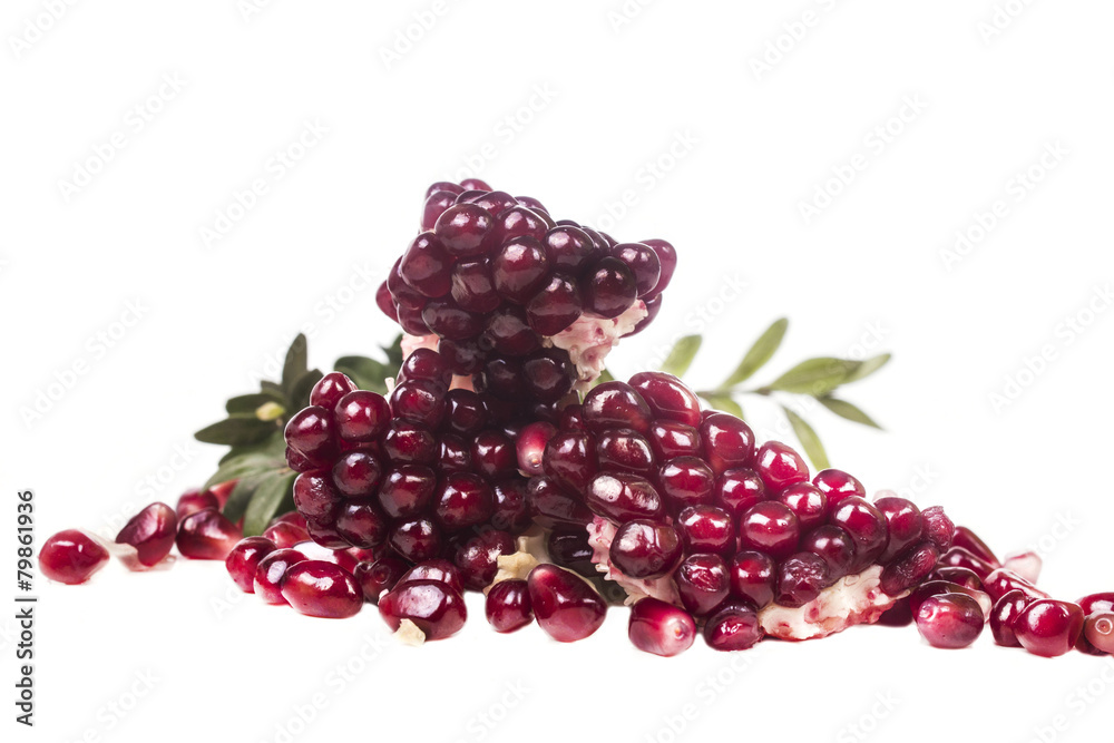 scattered pile of juicy ripe pomegranate seeds