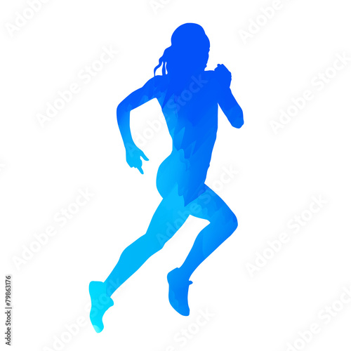 Abstract blue running woman