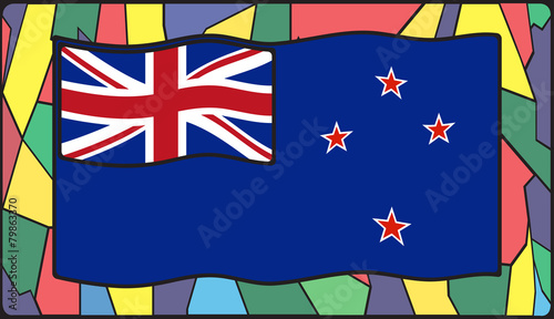 New Zealand Flag Stained Glass Window