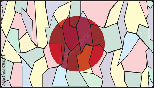 Japan Flag Stained Glass Window