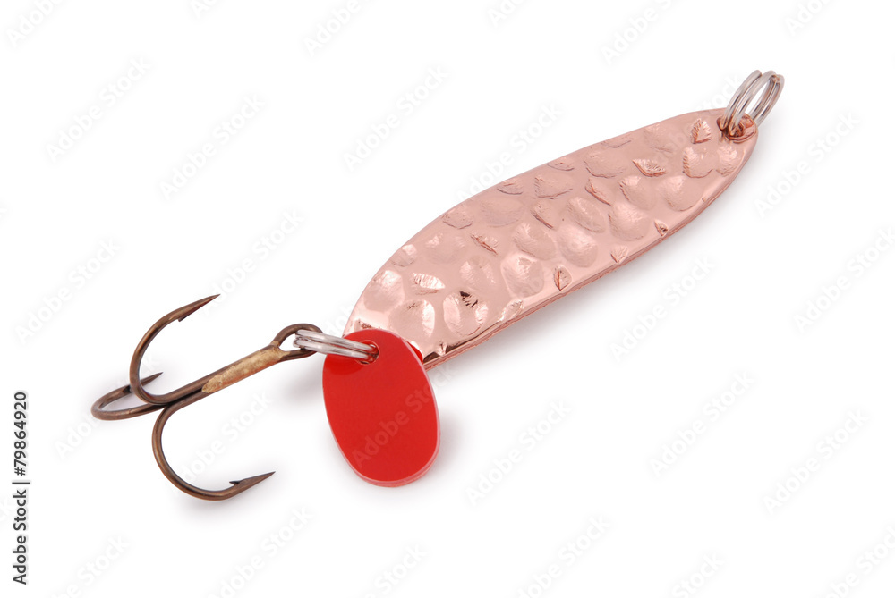 Gold fishing spoon (Clipping path) Stock Photo