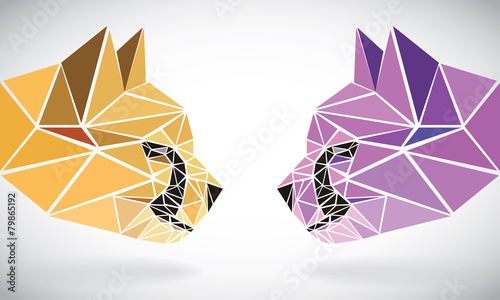 polygonal abstract geometric triangle cheetah. low poly heads