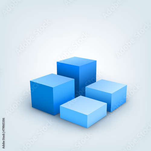 Vector illustration of 3d cubes on white background