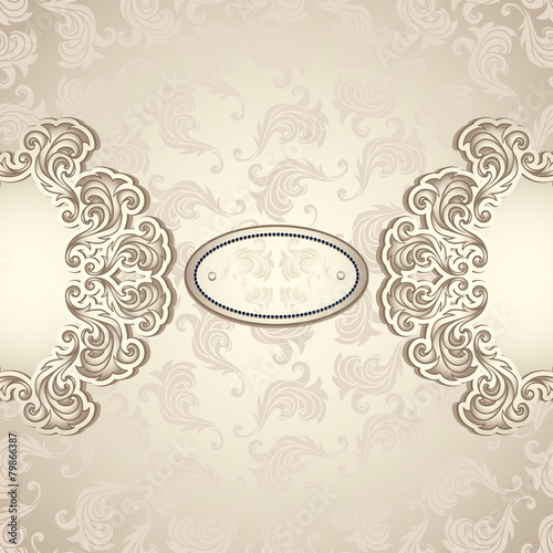 Vintage background with seamless pattern in pearly beige