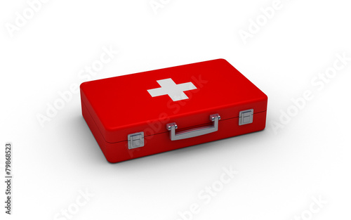 3d illustration of first aid kit. Isolated on white background