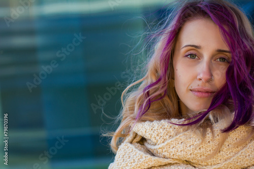 beautiful portrait of a girl with colored hair