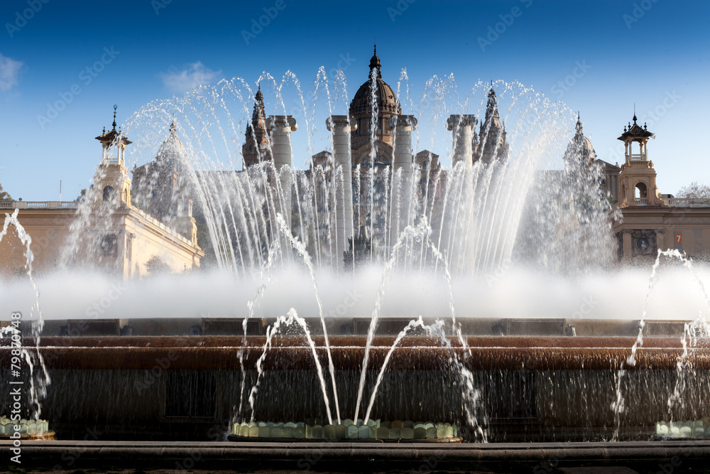 Magic Fountain with Museu Nacional D'Art de Catalunya in the