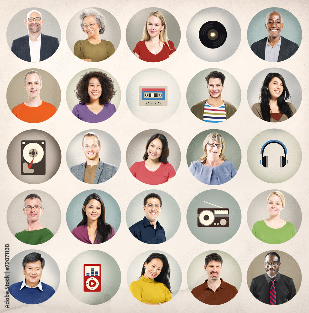 Diversity Group Technology Music Media Collection Concept Diversity Group Technology Music Media Collection Concept