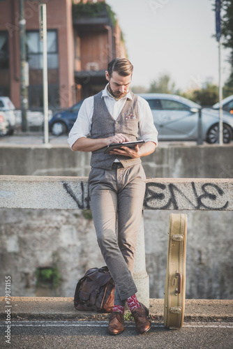 handsome big moustache hipster man