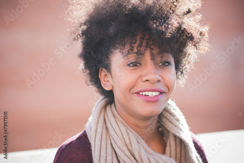 beautiful black curly hair african woman