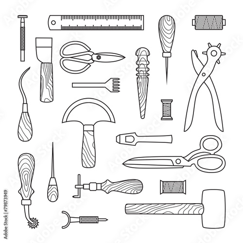 Leather working tools vector illustration