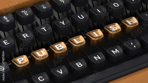 Typewriter with PUBLISH buttons