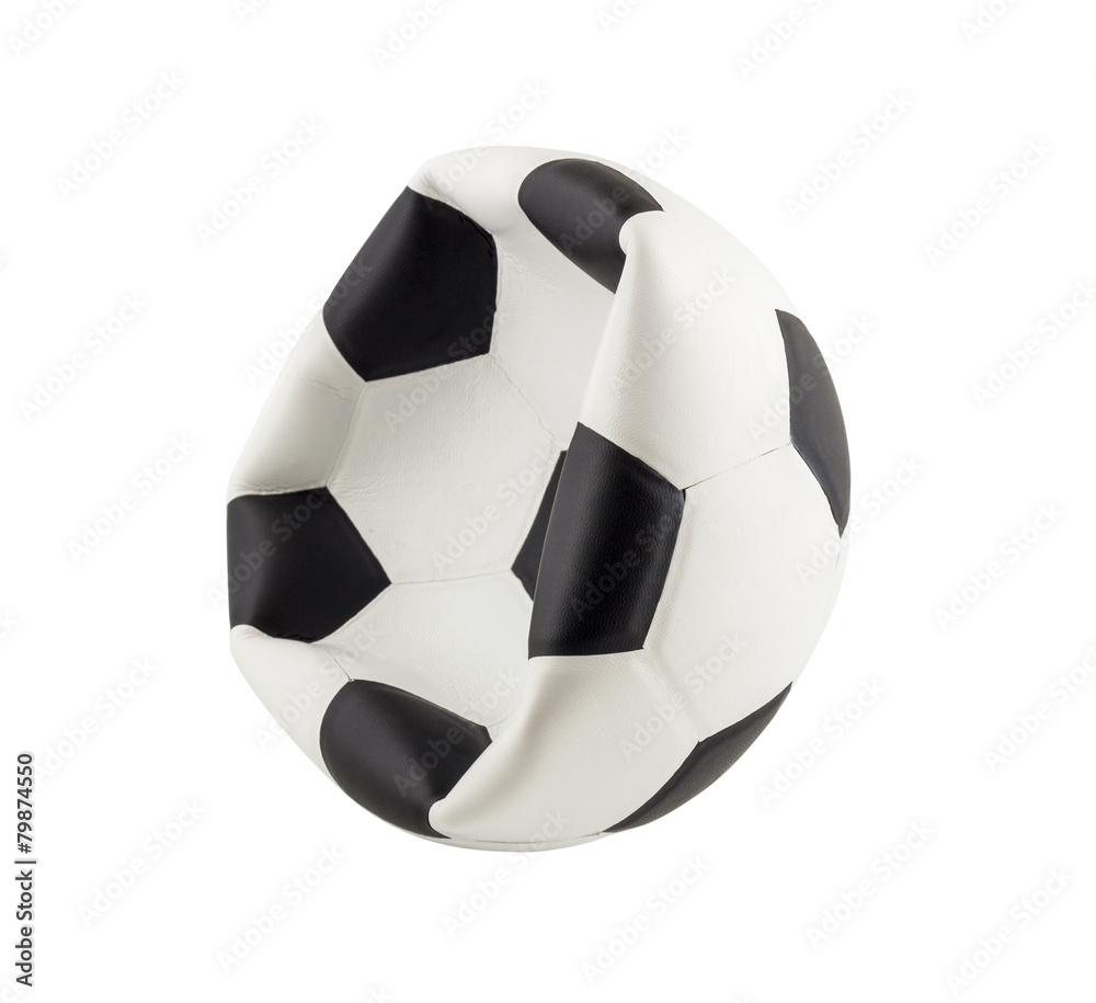 Deflated soccer ball isolated on white background Stock-Foto | Adobe Stock
