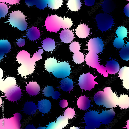 Color stains on black background.