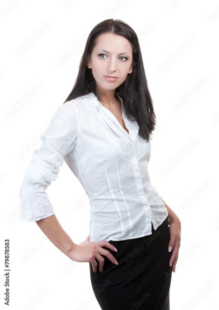 the dark-haired young woman - the employee of office the dark-haired young woman - the employee of office