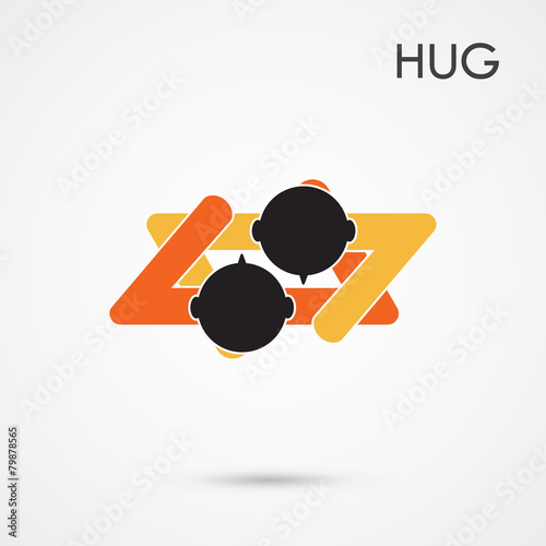 Abstract hug symbol. This graphic also represents couple in love