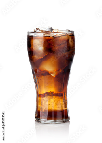 Cola glass with ice cubes