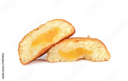 puff cake and cream isolated on white background