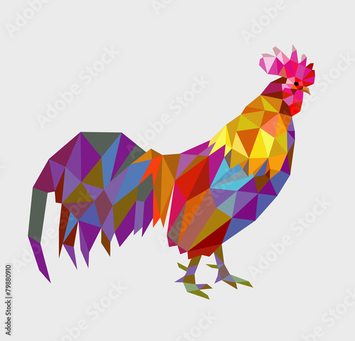 Rooster triangle low polygon vector