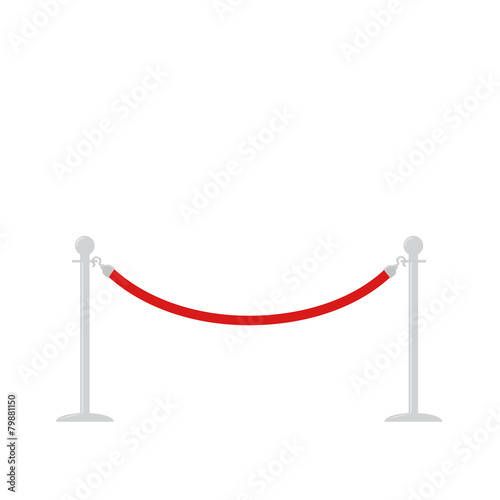 Red rope barrier stanchions turnstile facecontrol on white Flat 