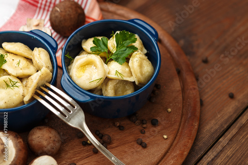 Meat Dumplings - russian boiled pelmeni in plate