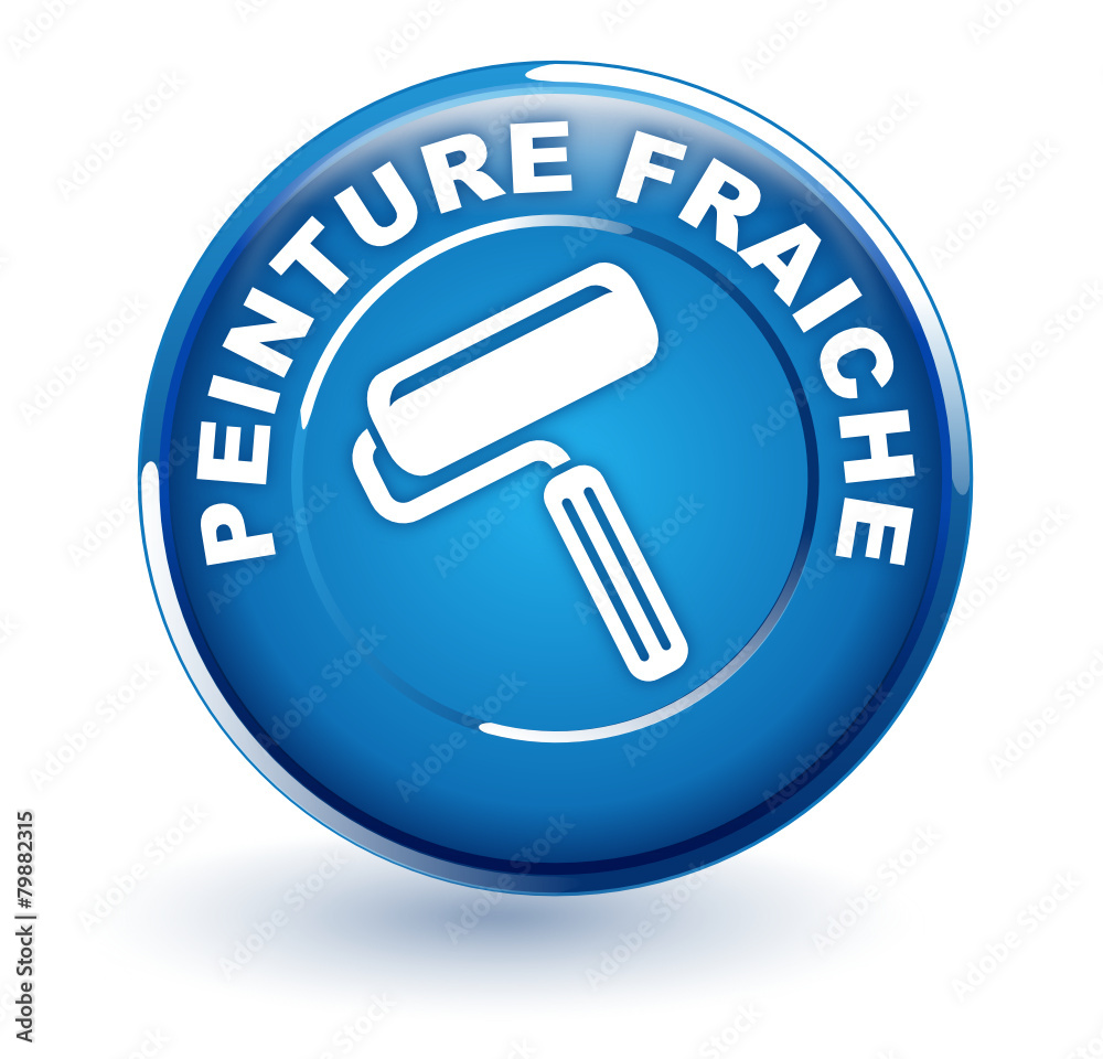 peinture fraiche sur bouton bleu