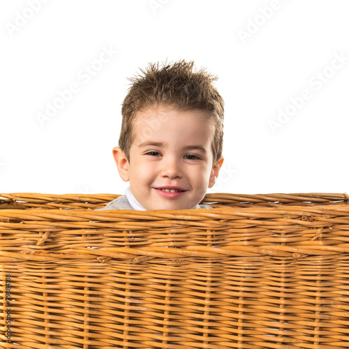 Cute kid inside basket