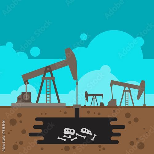Oil well drilling with fossil underground
