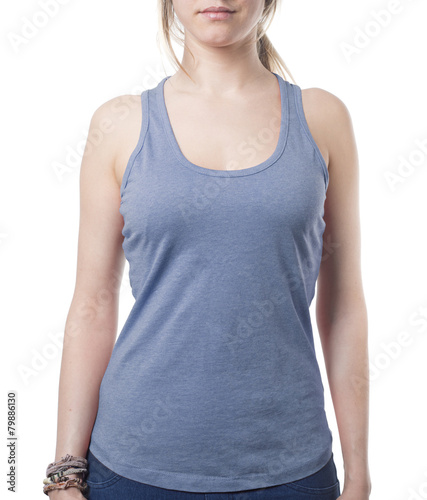 girl wearing blue top