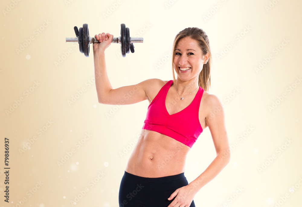 Happy sport woman doing weightlifting Happy sport woman doing weightlifting